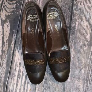 De Liso Debs Brown Vintage Leather Shoes Size 8 B